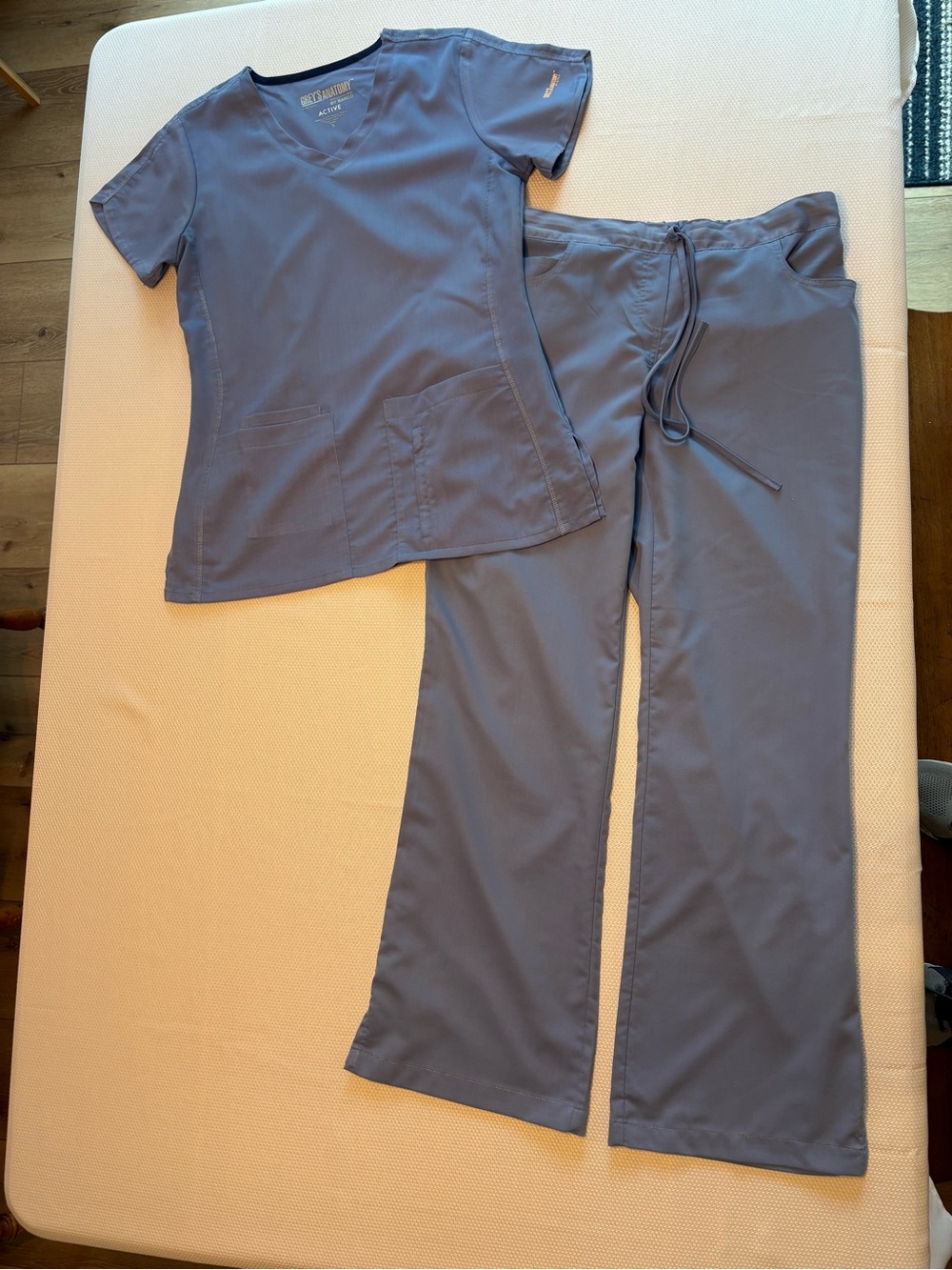 Grey's Anatomy Light Blue Women's Scrub Top & Drawstring Pants